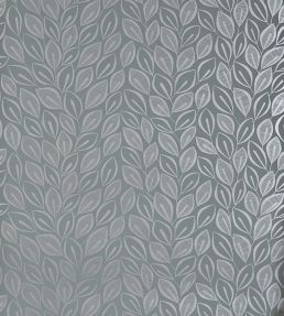 Leaves Wallpaper by MissPrint Graphite with Silver