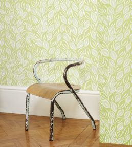 Leaves Wallpaper by MissPrint Graphite with Silver
