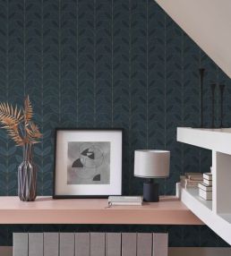 Mistinguett Wallpaper by Casadeco Bleu Petrole