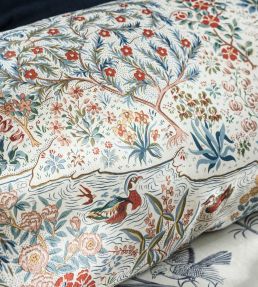 Moat Birds Fabric by Sanderson Blue Clay/Mallow