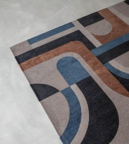 Louis De Poortere Module Round rug Camel Blue 115942 Camel Blue