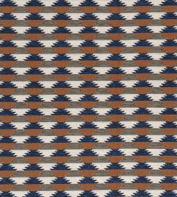 Moki Fabric by Casamance Bleu Orange Brule