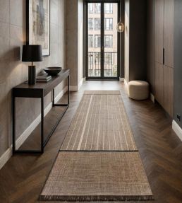 Louis De Poortere Monochromes Patch 7B Runner rug Dark Brown 118983 Dark Brown