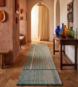 Louis De Poortere Monochromes Patch 7B Runner rug Dark Green 118978 Dark Green