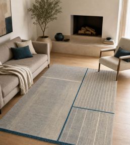 Louis De Poortere Monochromes Patch WW rug Dark Blue 114257 Dark Blue