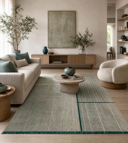 Louis De Poortere Monochromes Patch WW rug Dark Green 114264 Dark Green