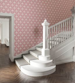 Monogram Damask Wallpaper by Warner House Raspberry