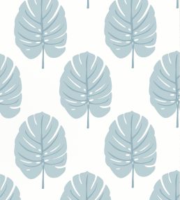 Monstera Wallpaper by Thibaut Spa Blue