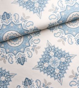 Montecito Medallion Wallpaper by Schumacher China Blue