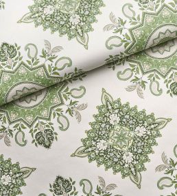 Montecito Medallion Wallpaper by Schumacher Leaf Green