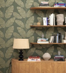 Moonlight Banana Tree Wallpaper by Caselio Vert Amande