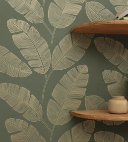 Moonlight Banana Tree Wallpaper by Caselio Vert Amande