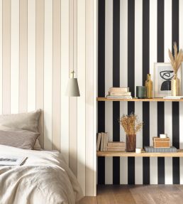 Moonlight Golden Lines Wallpaper by Caselio Beige Blanc