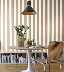 Moonlight Golden Lines Wallpaper by Caselio Beige Blanc