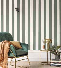 Moonlight Golden Lines Wallpaper by Caselio Vert Amande Blanc