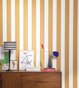 Moonlight Golden Lines Wallpaper by Caselio Cuivre