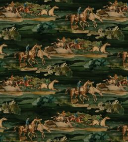 Morning Gallop Velvet Fabric by Mulberry Home Teal