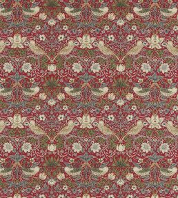 Strawberry Thief Fabric by Morris & co Crimson/Slate