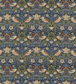Strawberry Thief Fabric by Morris & co Indigo/Mineral