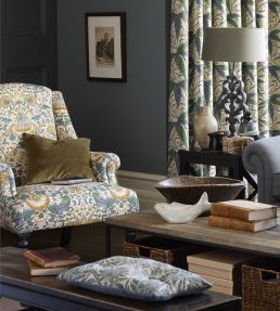 Lodden Fabric by Morris & Co Blush/Woad