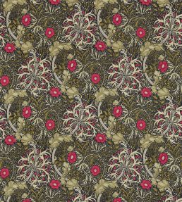Morris Seaweed Fabric by Morris & Co Ebony/Poppy