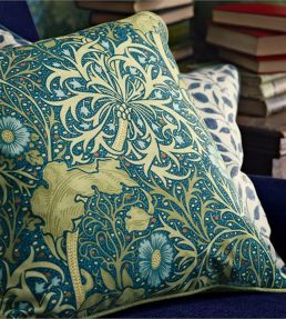 Morris Seaweed Fabric by Morris & Co Cobalt/Thyme
