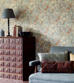 Golden Lily Wallpaper by Morris & Co Biscuit/Brick