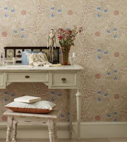 Larkspur Wallpaper by Morris & Co Green/Coral