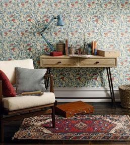 Arbutus Wallpaper by Morris & Co Olive/Pink