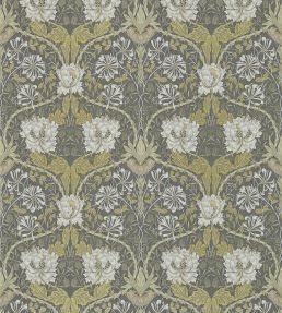 Honeysuckle & Tulip Wallpaper by Morris & Co Charcoal/Gold