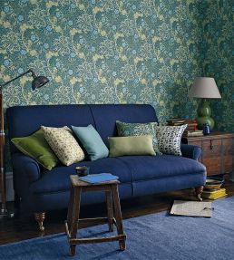 Morris Seaweed Wallpaper by Morris & Co Cobalt/Thyme