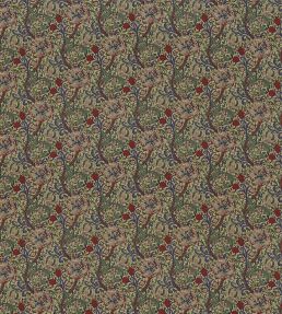 Golden Lily Minor Fabric by Morris & Co Biscuit/Indigo Red