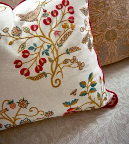 Newill Embroidery Fabric by Morris & Co Wine / Saffron