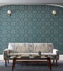 Brophy Trellis Wallpaper by Morris & Co Deep Teal