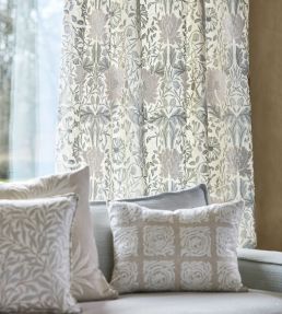 Pure Honeysuckle & Tulip Embroidery Fabric by Morris & Co Lightish Grey