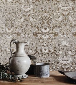Pure Lodden Wallpaper by Morris & Co Charcoal/Gold