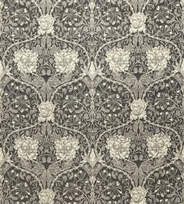 Honeysuckle and Tulip Velvet Fabric by Morris & Co Black Walnut/Stone