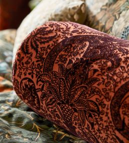 Indian Flock Velvet Fabric by Morris & Co Cerulean/Walnut
