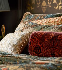 Indian Flock Velvet Fabric by Morris & Co Cerulean/Walnut