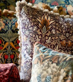 Snakeshead Velvet Fabric by Morris & Co Crimson/Saffron