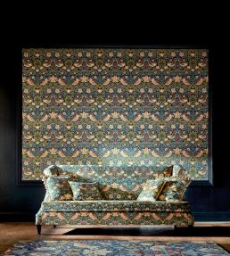 Strawberry Thief Velvet Fabric by Morris & Co Indigo/Thyme