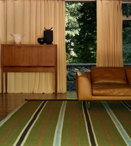 Layered Morrisstudio Racer Stripe Runner rug Cooper Green MSRSCG75240 Cooper Green