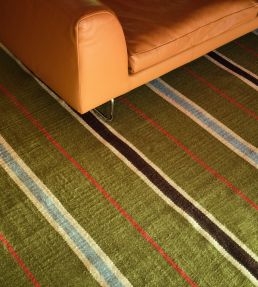 Layered Morrisstudio Racer Stripe Runner rug Cooper Green MSRSCG75240 Cooper Green