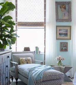 Mottley Grid Fabric by Schumacher Wren