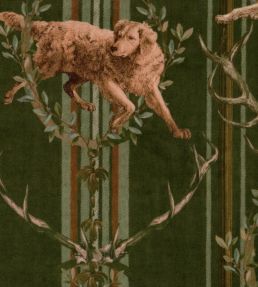 Mountain Dogs Fabric by MINDTHEGAP Green/Yellow/Taupe/Brown