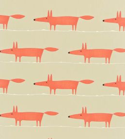 Mr Fox Fabric by Scion Neutral / Paprika