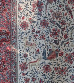 Mughal Menagerie Fabric by Zoffany Indigo/Madder