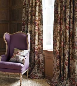 Floral Rococo Fabric by Mulberry Home Taupe