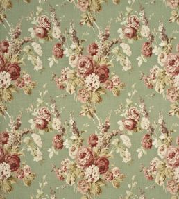 Vintage Floral Fabric by Mulberry Home Coral/Sage