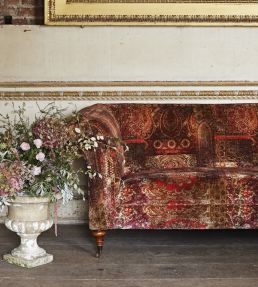 Lomond Velvet Fabric by Mulberry Home Red/Plum